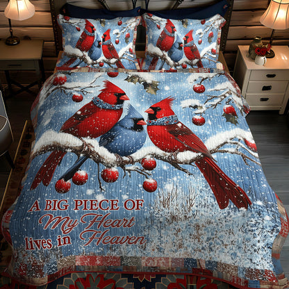 Snowy Cardinal 3-Piece Quilted Bedding Set NCU0TL1496