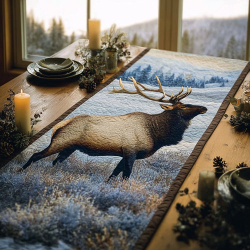 Snowy Elk Quilted Table Runner NCU0DV1159