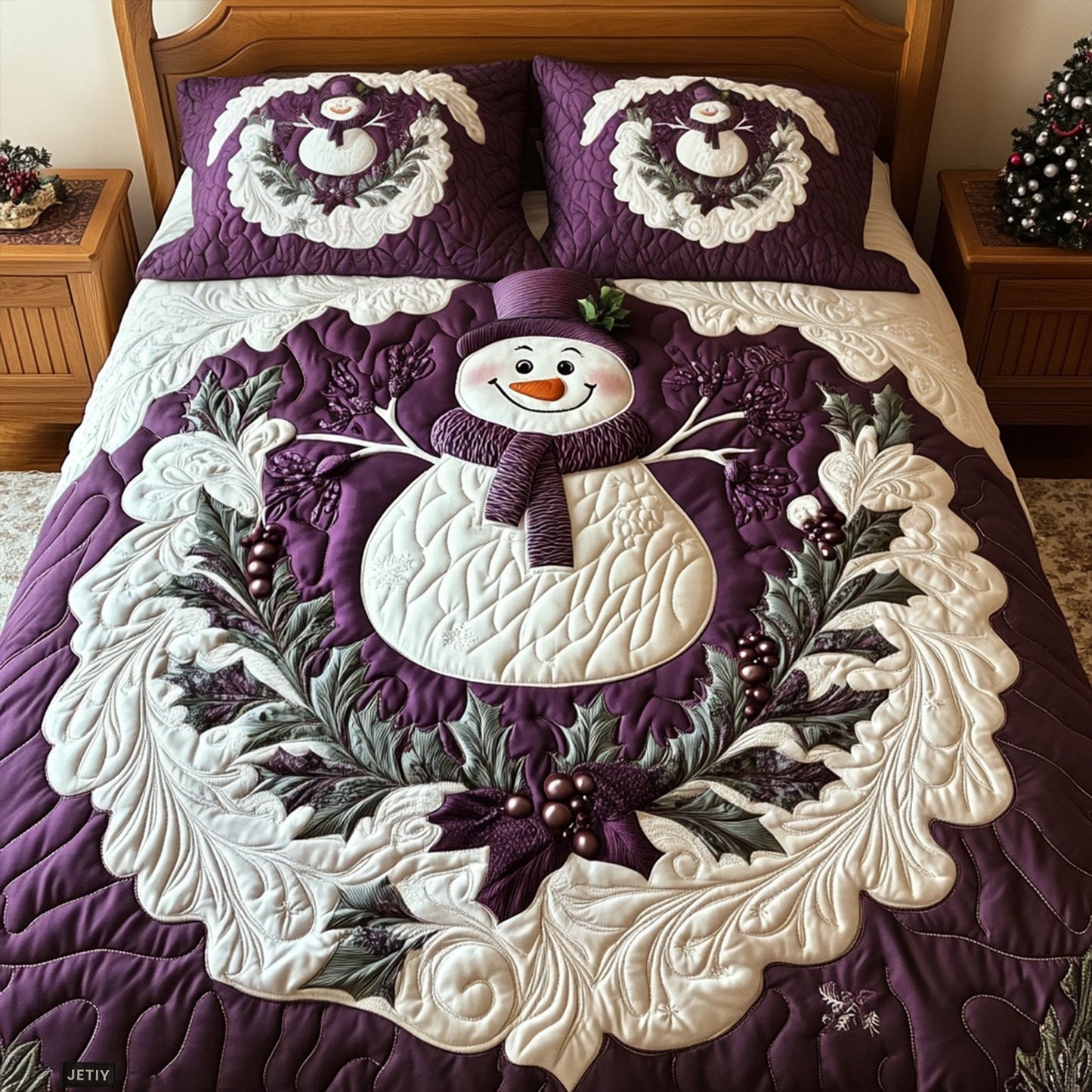 Snowy Embrace 3-Piece Quilted Bedding Set NCU0PTT061