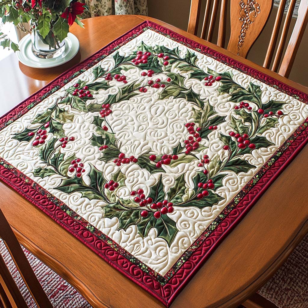 Snowy Eve Quilted Table Topper NCU0NNT1638