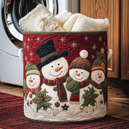 Snowy Family Cheer Quilted Laundry Basket NCU0TH3185