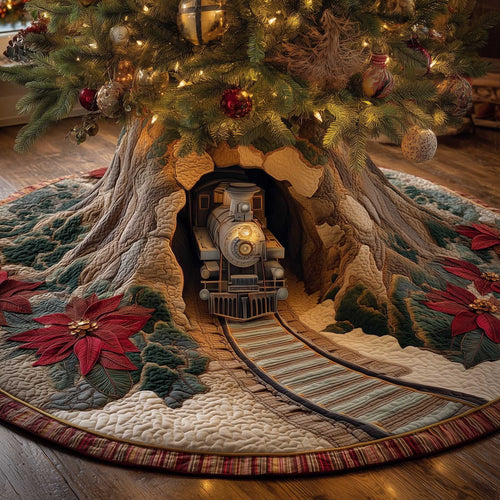 Snowy Forest Express Christmas Quilted Tree Skirt NCU0HTT032
