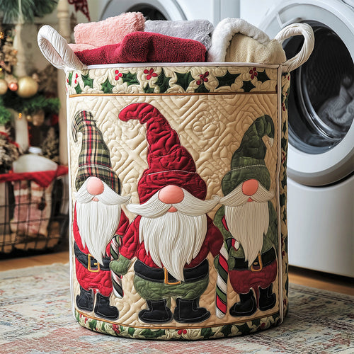Snowy Gnome Quilted Laundry Basket NCU0TH3147