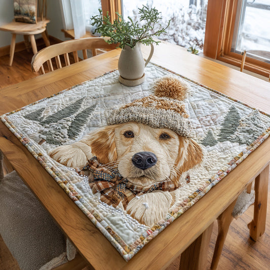 Snowy Golden Retriever Quilted Table Topper NCU0HNH101