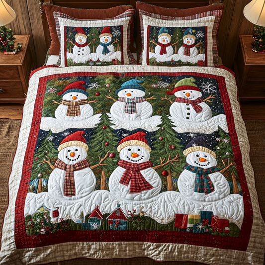 Snowy Greetings 3-Piece Quilted Bedding Set NCU0NVH005