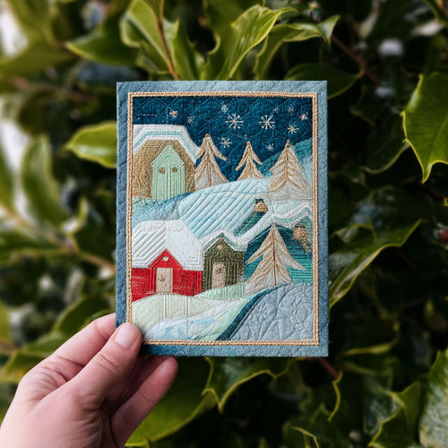 Snowy Hills Quilted Fabric Postcard NCU0PTT2306