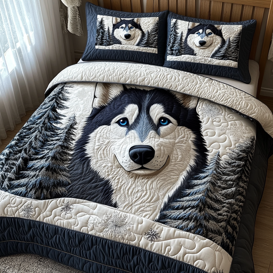 Snowy Husky 3-Piece Quilted Bedding Set NCU0DV465
