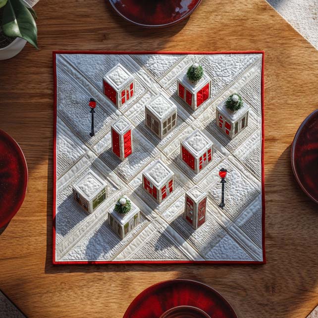 Snowy Lane Quilted Table Topper NCU0NXD261