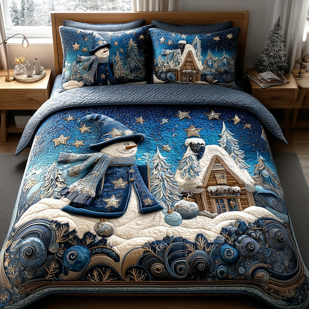 Snowy Night Cheer 3-Piece Quilted Bedding Set NCU0NTD896