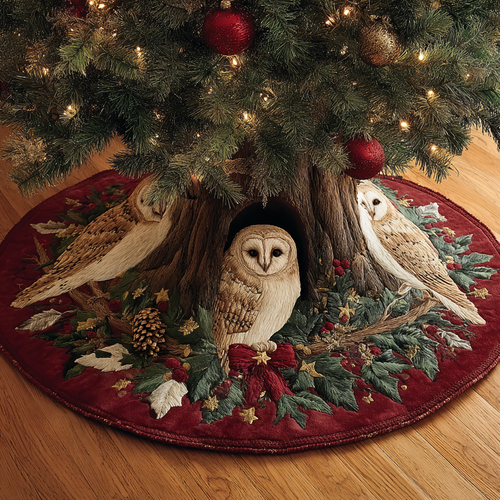 Snowy Owl Christmas Quilted Tree Skirt NCU0DDK1857