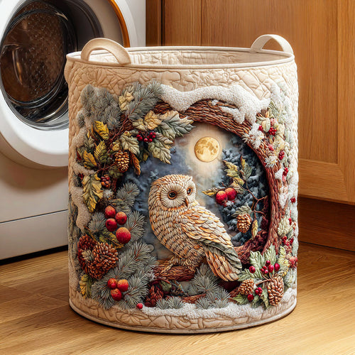 Snowy Owl Quilted Laundry Basket NCU0NTD369