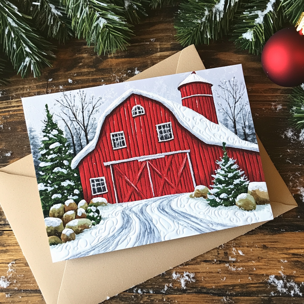 Snowy Path Quilted Fabric Postcard NCU0DDK1898