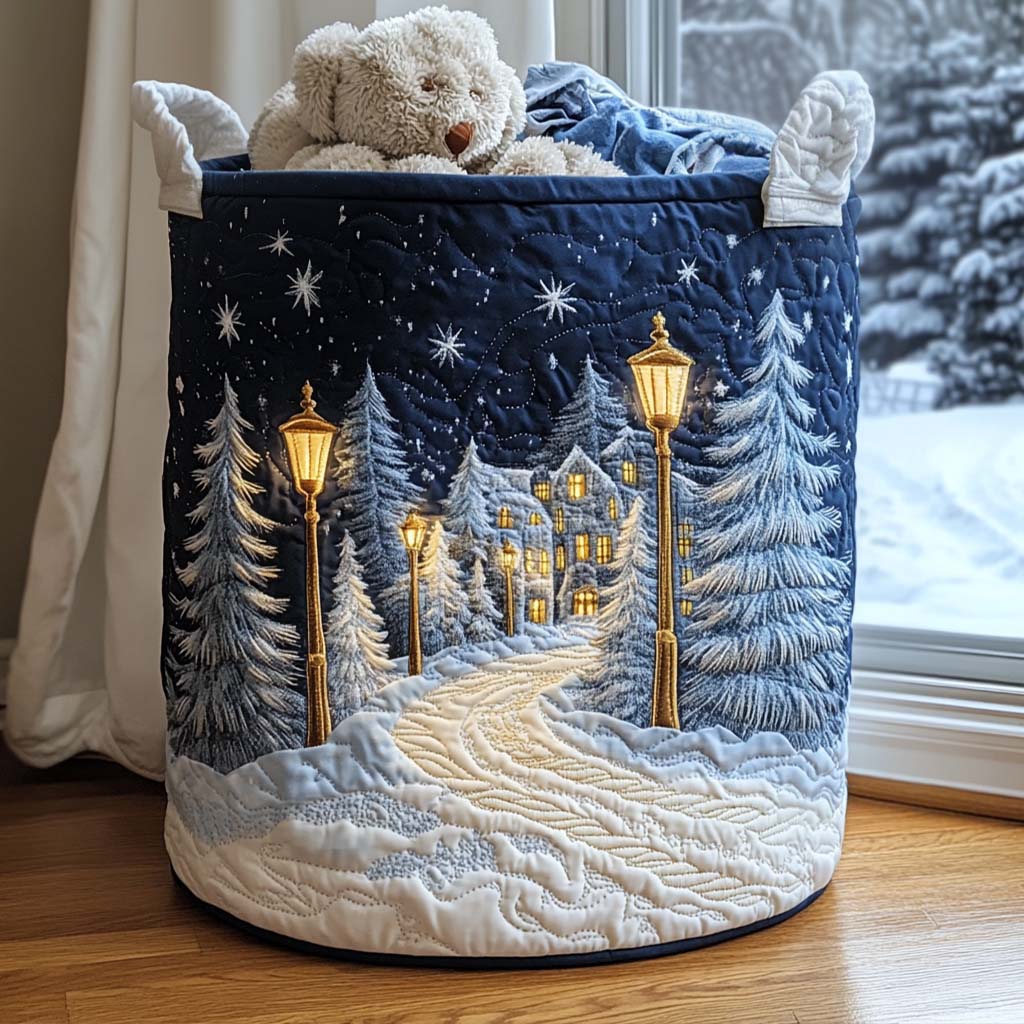 Snowy Path Quilted Laundry Basket NCU0NNT1647