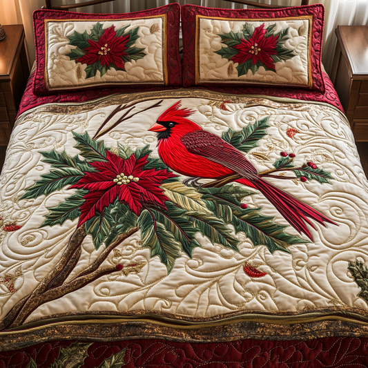 Snowy Perch 3-Piece Quilted Bedding Set NCU0VH762