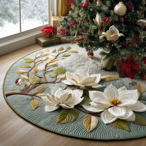 Snowy Petals Christmas Quilted Tree Skirt NCU0DV1383