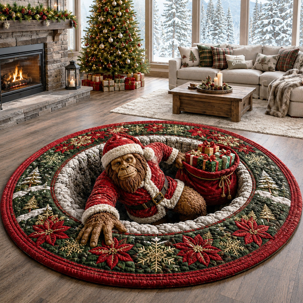 Snowy Pine Bigfoot Quilted Round Mat NCU0HNH1266