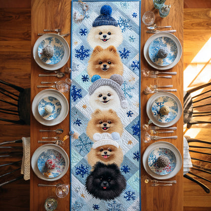 Snowy Pomeranian Quilted Table Runner NCU0HNH571