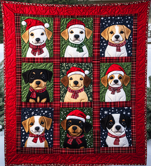 Snowy Puppy Cuddles Quilted Blanket NCU0VL606