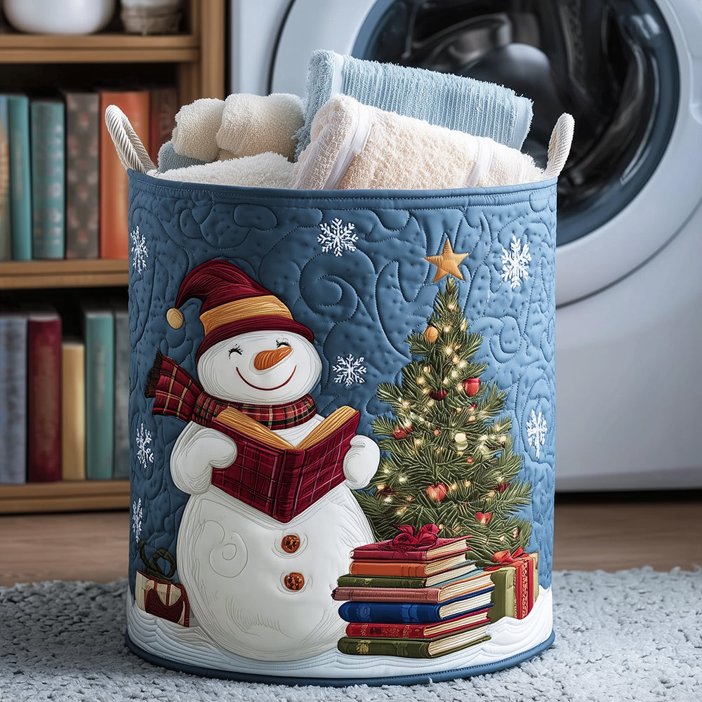 Snowy Reader Quilted Laundry Basket NCU0TH3159
