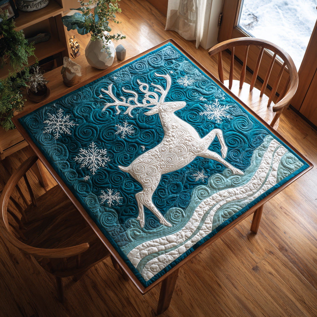 Snowy Reindeer Quilted Table Topper NCU0HNH175