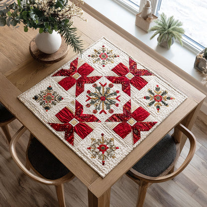 Snowy Ribbon Quilted Table Topper NCU0NTD266