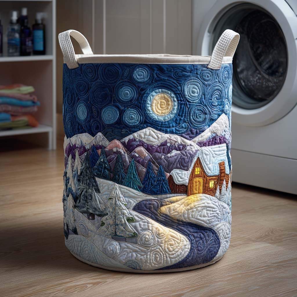 Snowy Ridge Quilted Laundry Basket NCU0NTD095