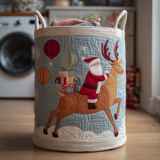 Snowy Santa Claus Quilted Laundry Basket NCU0HNH145