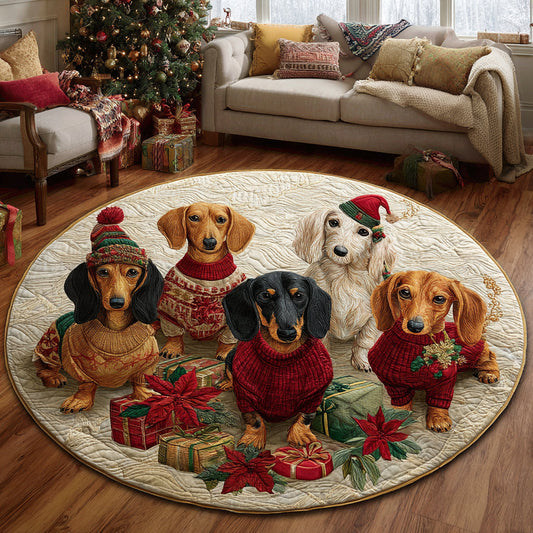 Snowy Sausage Quilted Round Mat NCU0DV1250