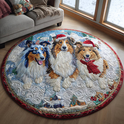 Snowy Sheltie Quilted Round Mat NCU0DV1562