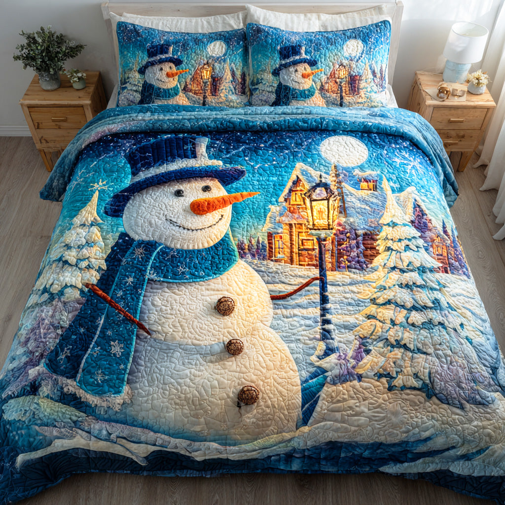 Snowmen Wonderland 3-Piece Quilted Bedding Set NCU0QN050