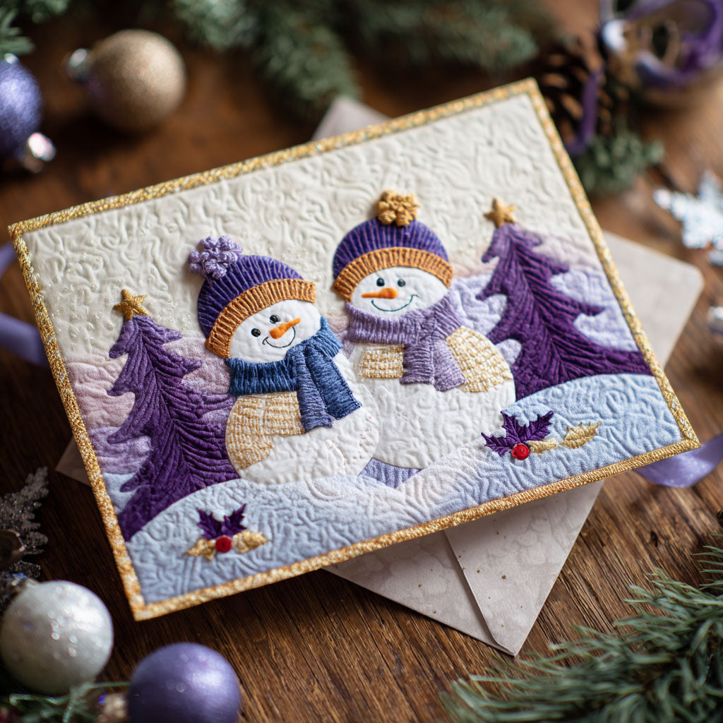 Snowy Smiles Quilted Fabric Postcard NCU0PTT2307