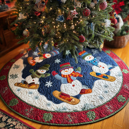 Snowy Star Glow Christmas Quilted Tree Skirt NCU0NTD939