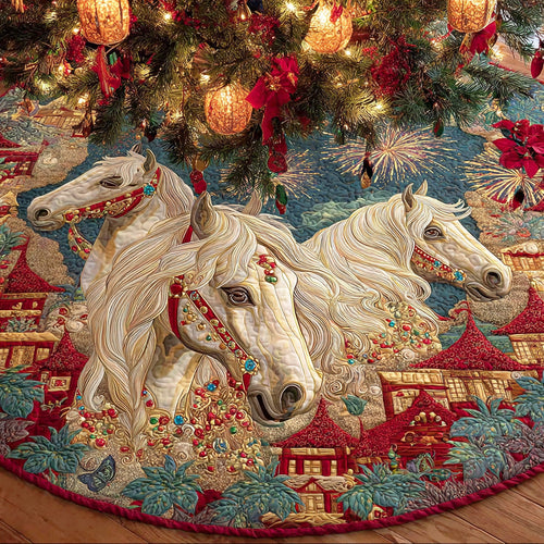 Snowy Trail Mare Christmas Quilted Tree Skirt NCU0NTD791