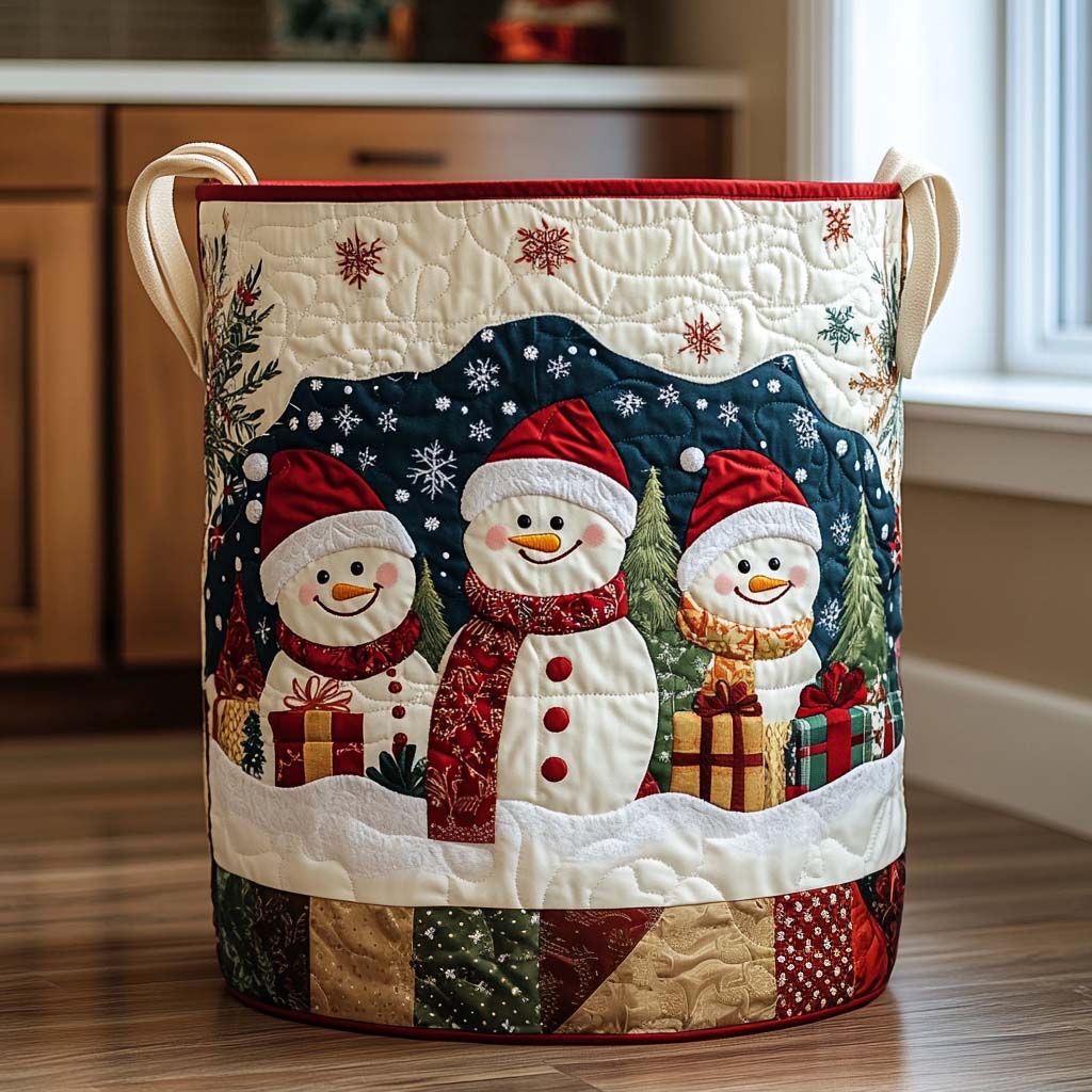 Snowy Trio Quilted Laundry Basket NCU0DQQ005