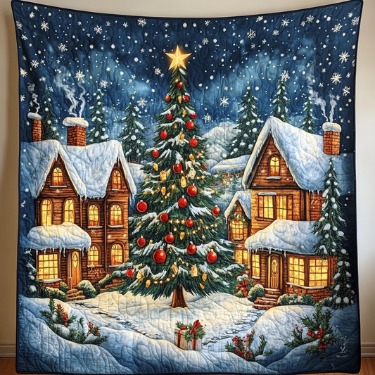 Snowy Village Cheer Quilted Blanket NCU0VL822