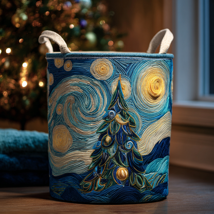 Snowy Whispers Quilted Laundry Basket NCU0DDK1353