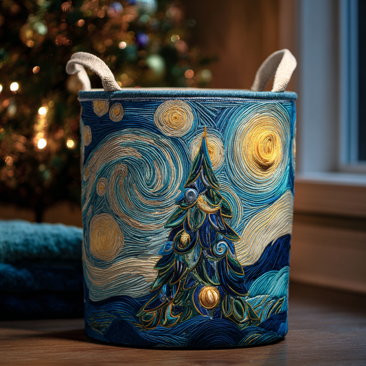 Snowy Whispers Quilted Laundry Basket NCU0DDK1353