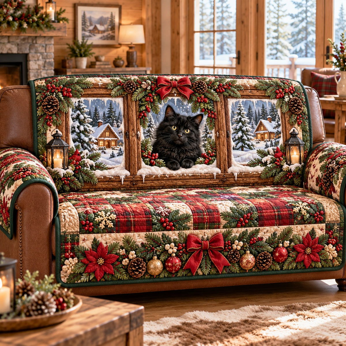 Snowy Window Quilted Sofa Cover NCU0NTD2422