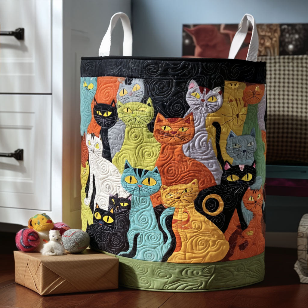 Snuggle Cat Quilted Laundry Basket NCU0PTT1387