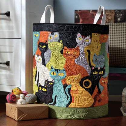 Snuggle Cat Quilted Laundry Basket NCU0PTT1387