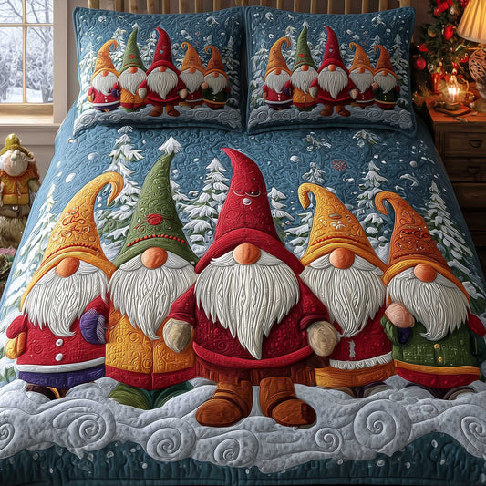 Snuggle Gnome  3-Piece Quilted Bedding Set NCU0HTT110