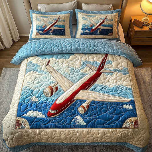 Soaring Airplane 3-Piece Quilted Bedding Set NCU0DDK125