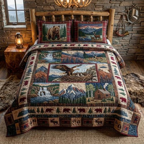 Soaring Eagle Patchwork 3-Piece Quilted Bedding Set NCU0DQQ0729