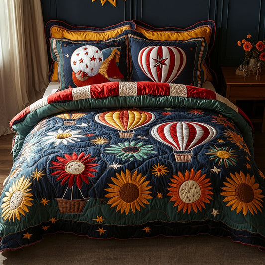 Soaring Over Sunflower Hills 3-Piece Quilted Bedding Set NCU0PTT253