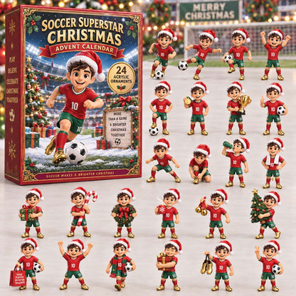 CHRISTMAS KICKOFF 40% OFF - Soccer Superstar Christmas Advent Calendar 2026 - 24-Day Festive Countdown, Acrylic Charms Blind Box - Gift For Kids AC0HH037
