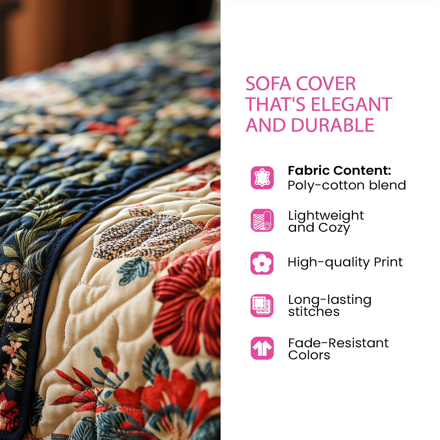 Heart Flower Quilted Sofa Cover NCU0NNT2120