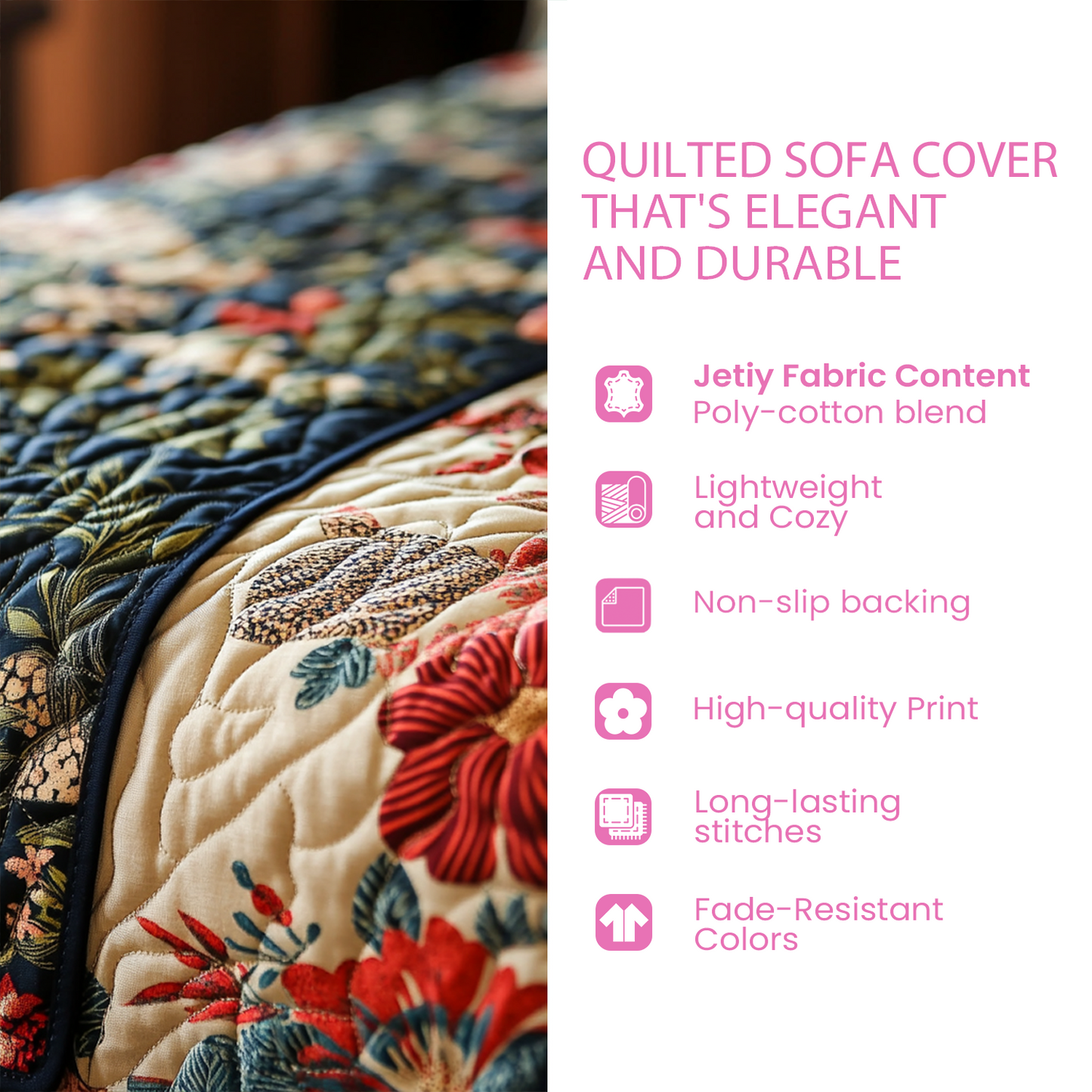 Crimson Covenant Quilted Sofa Cover NCU0NXD1572