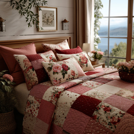 Soft Bloom Valentine 3-Piece Quilted Bedding Set NCU0LDH198