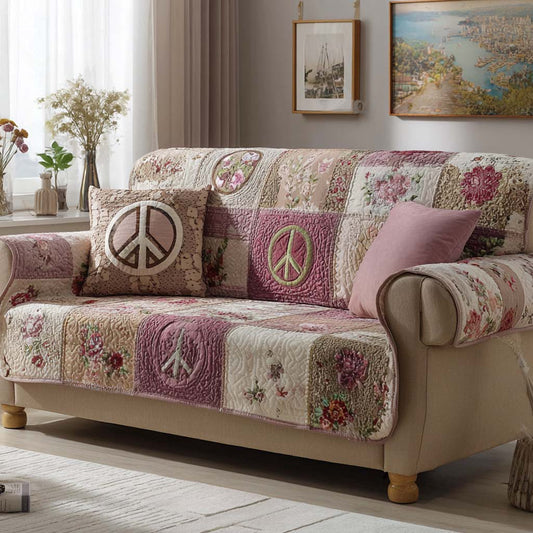 Soft Blush Tranquility Quilted Sofa Cover NCU0NXD1416