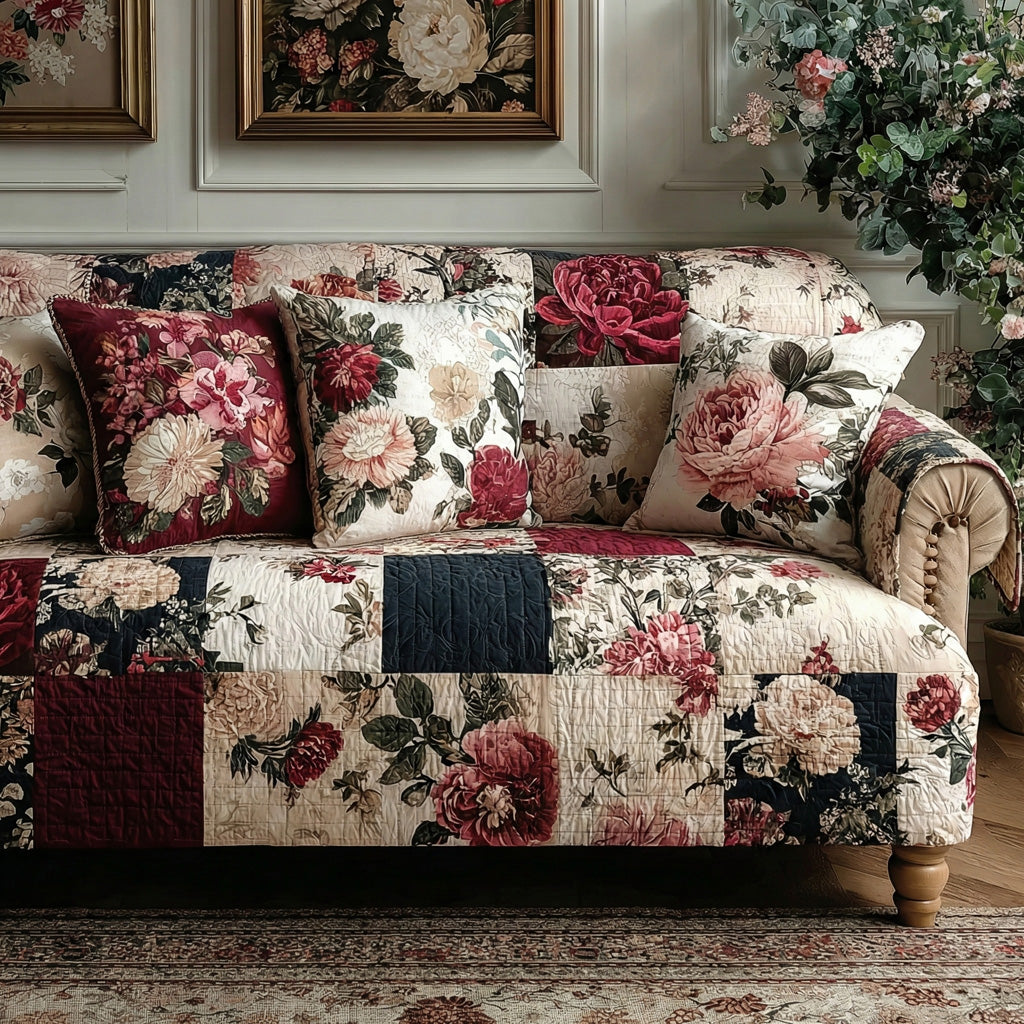 Soft Botanicals Quilted Sofa Cover NCU0LDH398